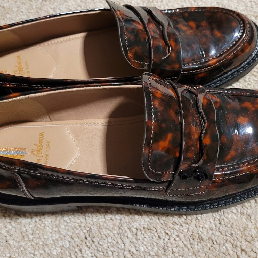 Sam Edelman Tortoise Shell Penny Loafers Size 7.5 - Picture 2 of 8